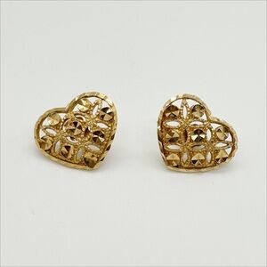 14k Yellow Gold Heart Earrings